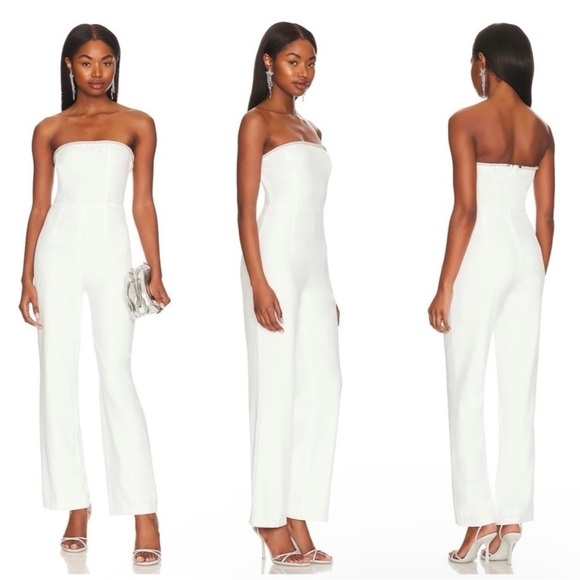 Superdown Keke Strapless Jumpsuit in Ivory Size S - Picture 1 of 11